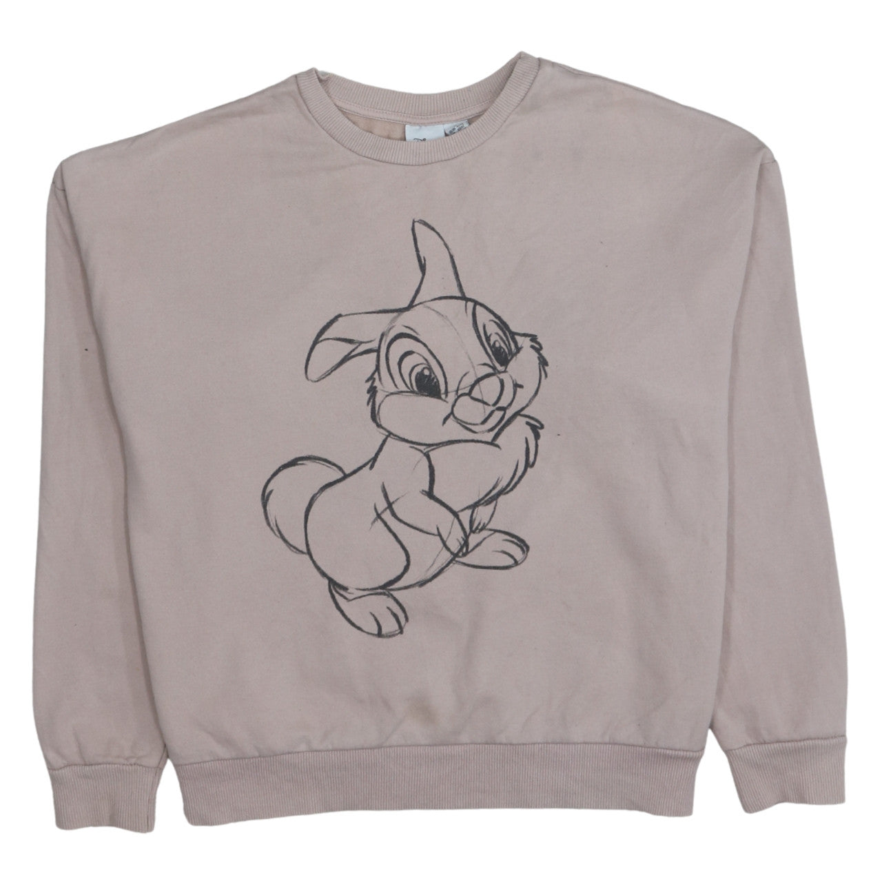 Disney Women Beige Thumper Sweatshirt Size 12/14 Crew Neck Pullover