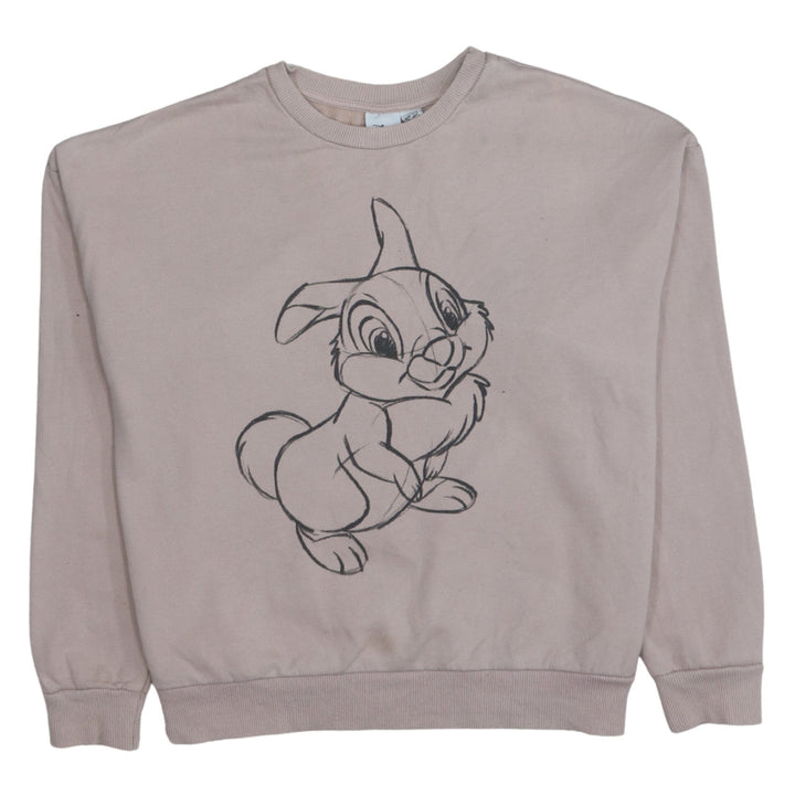 Disney Women Beige Thumper Sweatshirt Size 12/14 Crew Neck Pullover