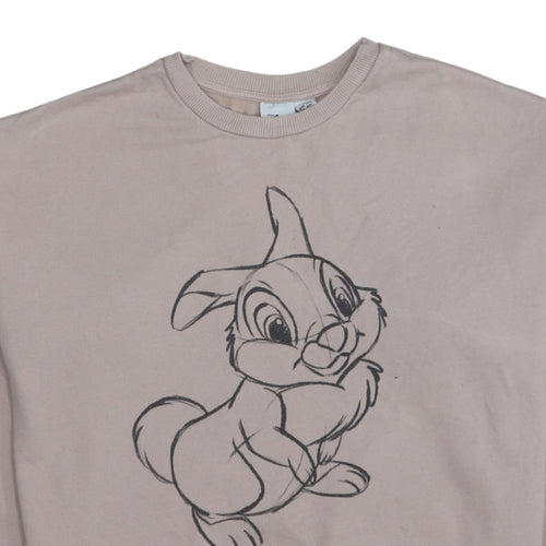 Disney Women Beige Thumper Sweatshirt Size 12/14 Crew Neck Pullover
