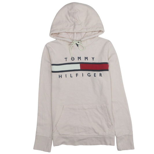 Tommy Hilfiger Women Beige Hooded Pullover Sweatshirt M Cotton Blend