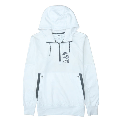 Nike Air Max Mens White 1/2 Zip Hoodie Size M Hooded Sweatshirt