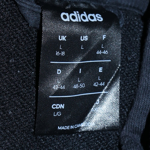 Adidas Womens Black Full Zip Hoodie L 16-18 Classic Sportswear