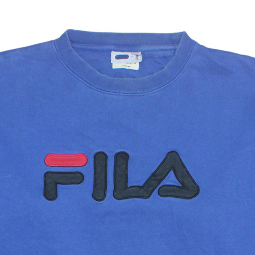 FILA Mens Blue Logo Crew Neck Pullover Sweatshirt Size L