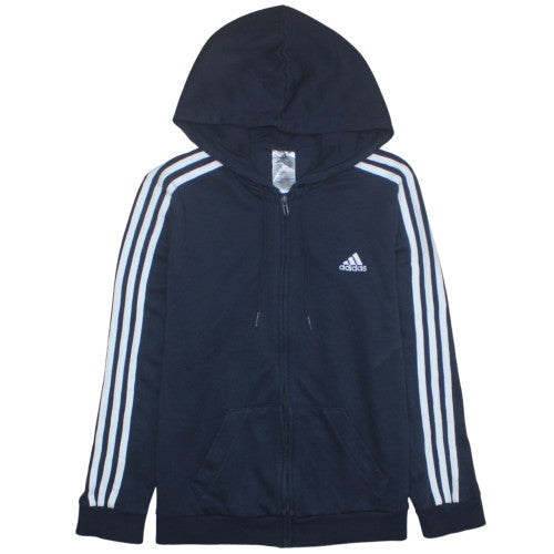 Adidas Women Navy Blue Full Zip Hoodie L 16-18 Cotton Blend