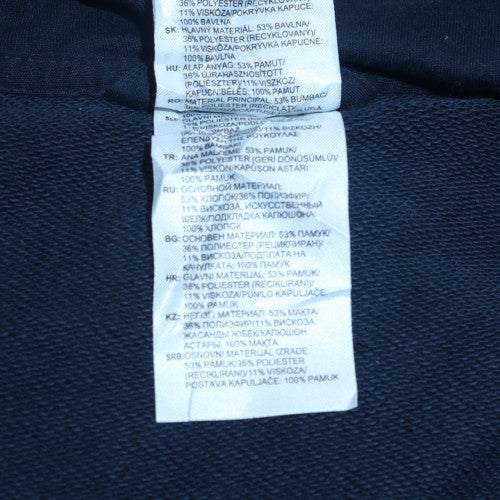 Adidas Women Navy Blue Full Zip Hoodie L 16-18 Cotton Blend