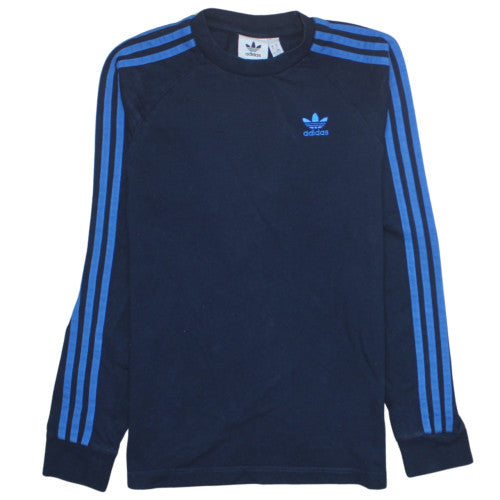 Adidas Men's Blue Long Sleeve Crew Neck Sports T-Shirt XS