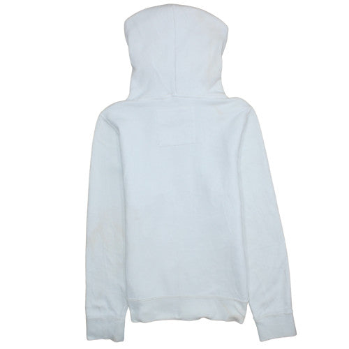 Hollister Women White Pullover Hoodie Medium Cotton Blend Logo Casual