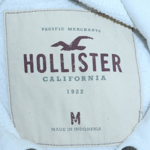 Hollister Women White Pullover Hoodie Medium Cotton Blend Logo Casual