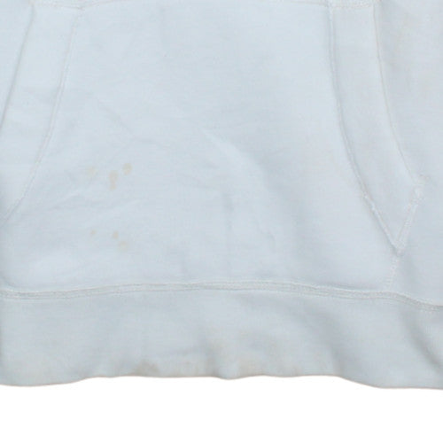 Hollister Women White Pullover Hoodie Medium Cotton Blend Logo Casual