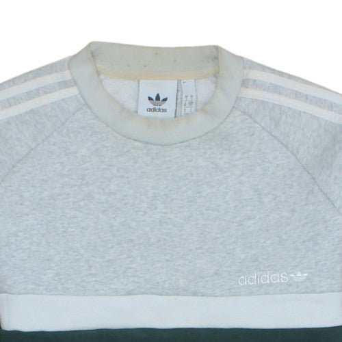 Adidas Mens Grey Green Colour Block Crew Neck Sweatshirt S