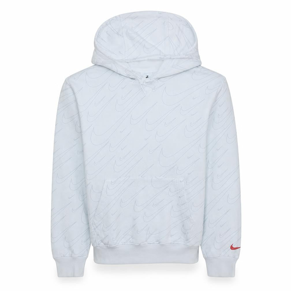 Front view of Nike Men's White XS Pullover Hoodie with Logo Graphic Print
