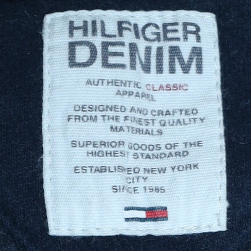 Hilfiger Denim Men's Blue Pullover Hoodie Medium Logo Print