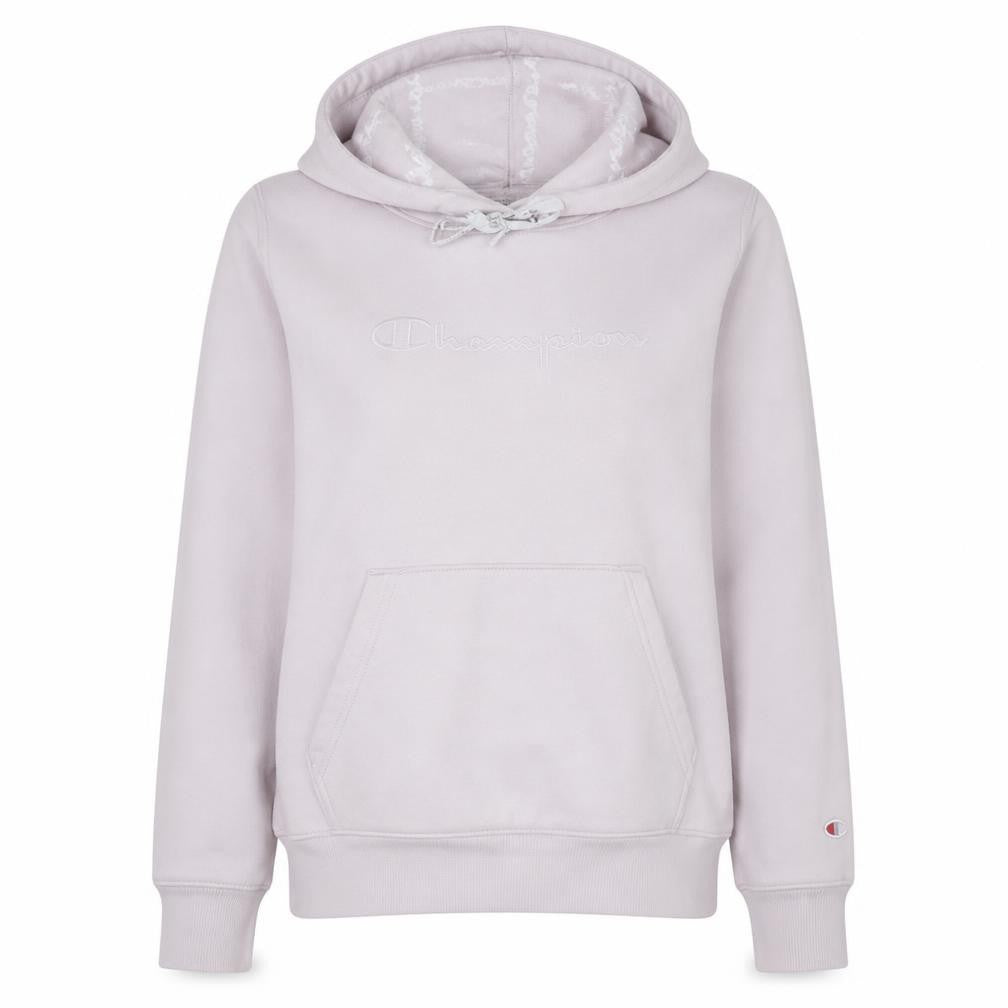 Front view of Champion Women's Pink Pullover Hoodie Medium Cotton Blend Casual Sweatshirt