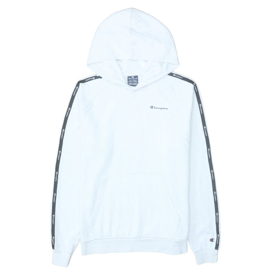 Champion Boys White Pullover Hoodie 15-16 Years Cotton Blend Logo Tape