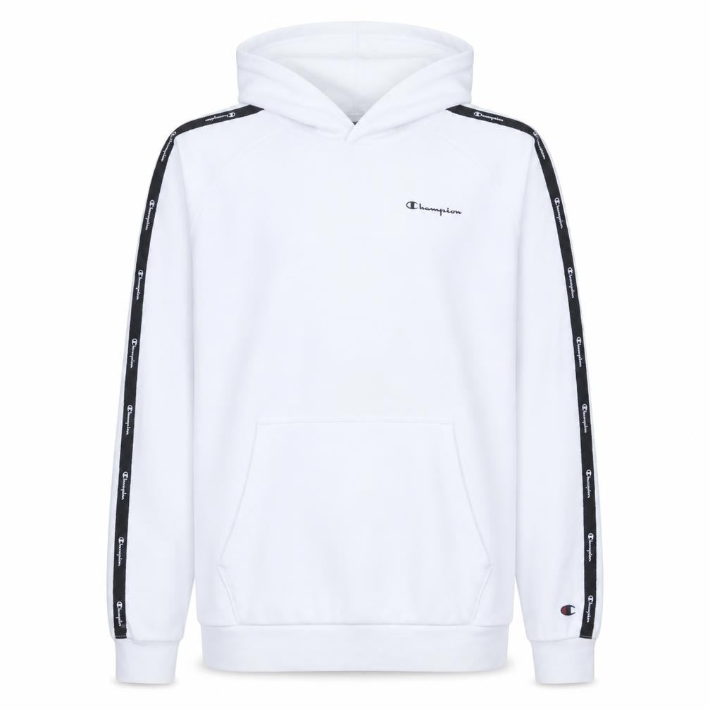 Champion Boys White Pullover Hoodie 15-16 Years Cotton Blend Logo Tape