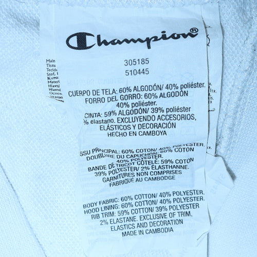 Champion Boys White Pullover Hoodie 15-16 Years Cotton Blend Logo Tape