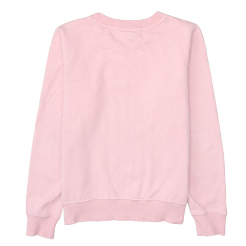 Champion Womens Pink Pullover Sweatshirt Medium Crew Neck Logo Cotton Blend