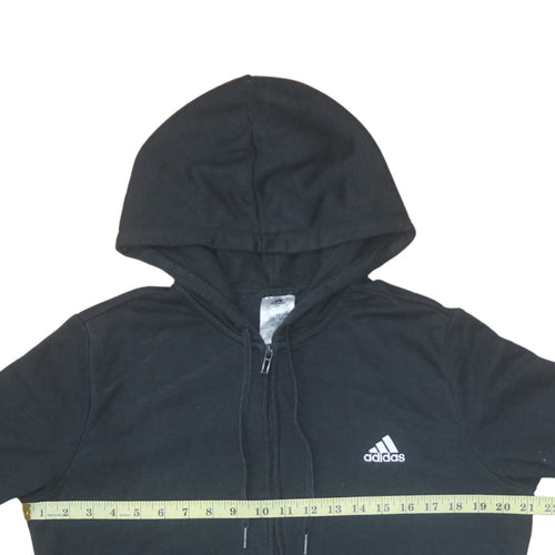 Adidas Women Black Full Zip Hoodie Size 16-18 Logo Print