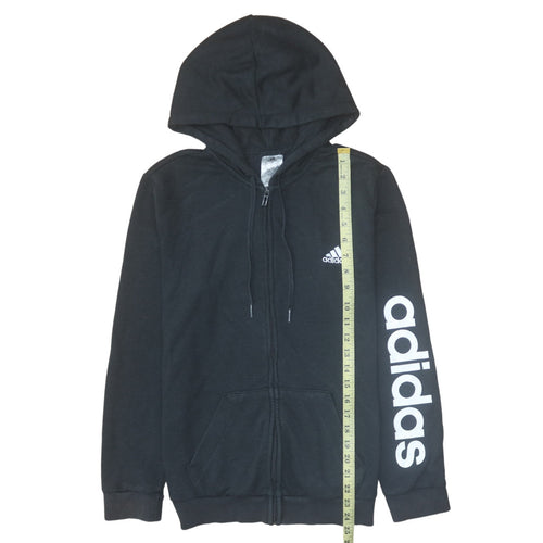 Adidas Women Black Full Zip Hoodie Size 16-18 Logo Print