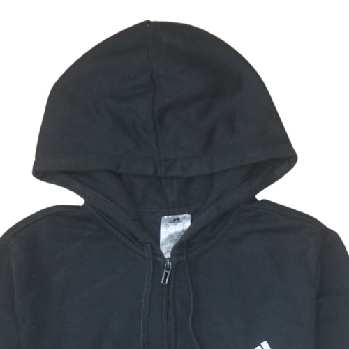 Adidas Women Black Full Zip Hoodie Size 16-18 Logo Print
