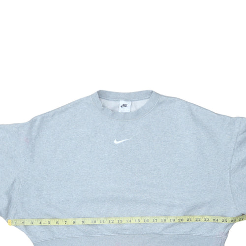 Nike Women Grey Small Crew Neck Pullover Sweatshirt Cotton Blend