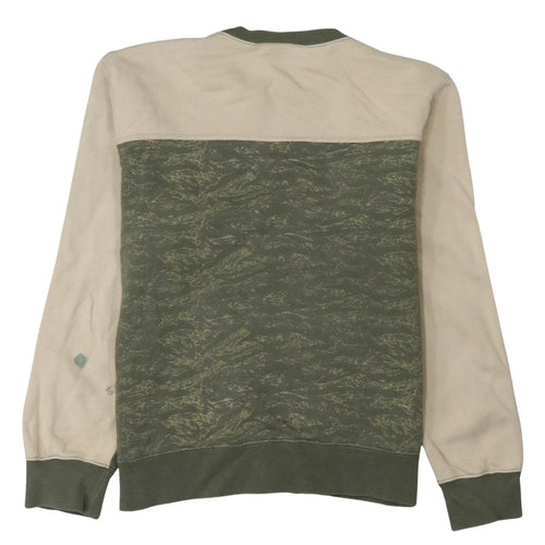 Champion Women’s Green Beige Pullover Sweatshirt L Logo Print Cotton