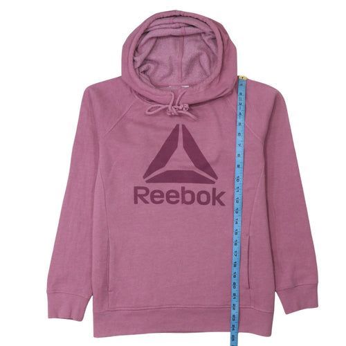 Reebok Womens Pink Pullover Hoodie Sweatshirt L Hooded Logo Casual