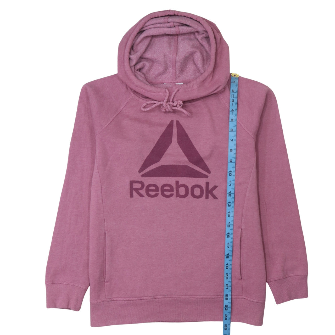 Reebok Womens Pink Pullover Hoodie Sweatshirt L Hooded Logo Casual