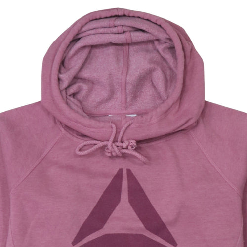 Reebok Womens Pink Pullover Hoodie Sweatshirt L Hooded Logo Casual