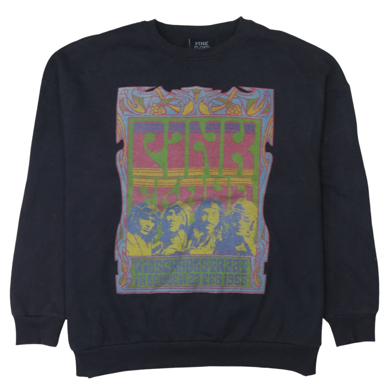 Pink Floyd Womens Black L Graphic Print Crew Neck Pullover Sweatshirt