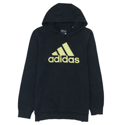 Adidas Boys Black 15-16 Years Pullover Hoodie Sport Essentials Lined Graphic Print