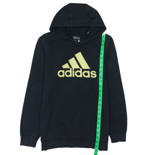 Adidas Boys Black 15-16 Years Pullover Hoodie Sport Essentials Lined Graphic Print