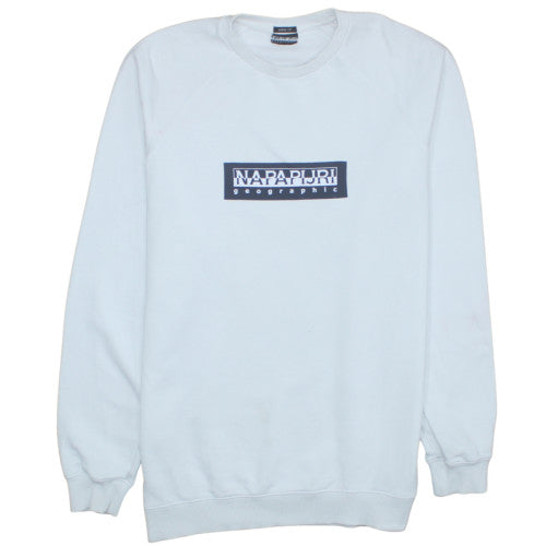 Napapijri Men's White Pullover Logo Sweatshirt Size S Relaxed Fit