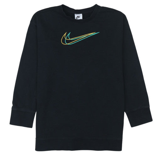 Nike Boys Black Pullover Sweatshirt L 146-156cm Crew Neck Logo Fleece