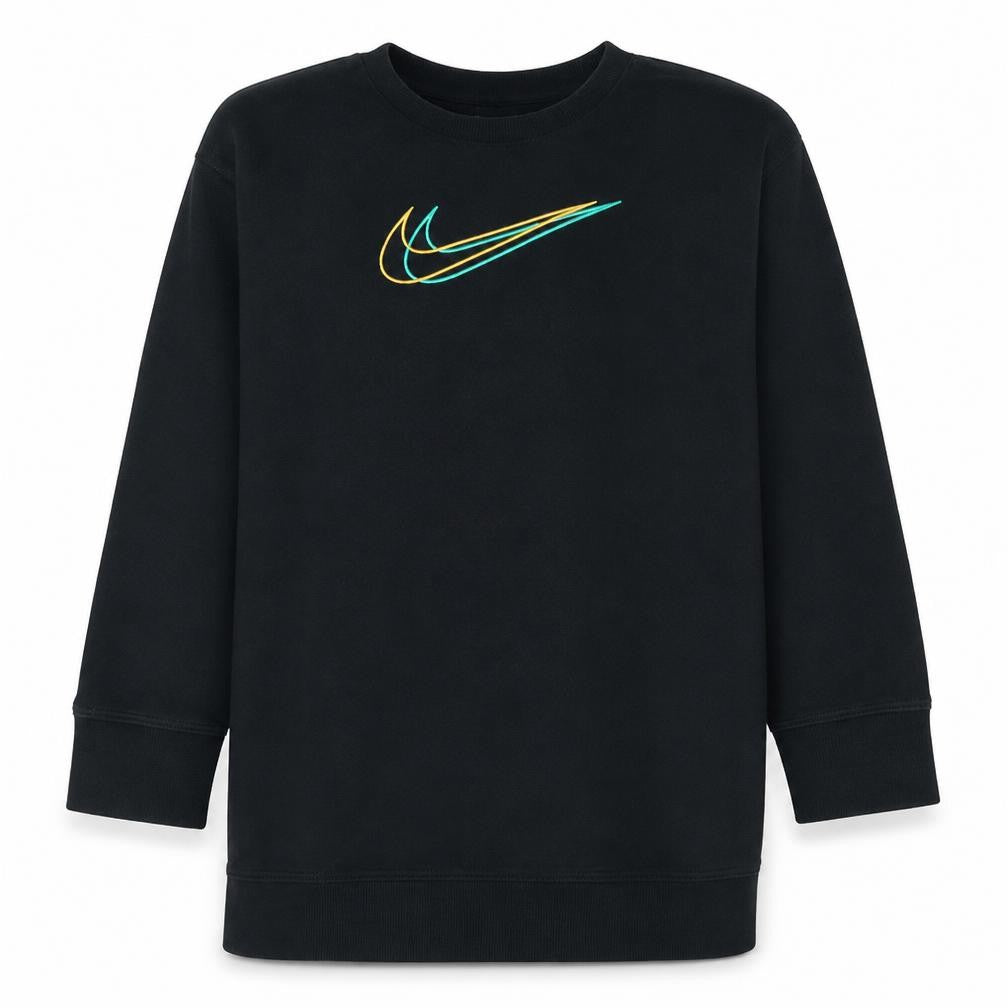 Front view of Nike boys’ black pullover sweatshirt l 146-156cm crew neck logo fleece