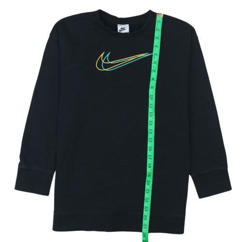 Nike Boys Black Pullover Sweatshirt L 146-156cm Crew Neck Logo Fleece