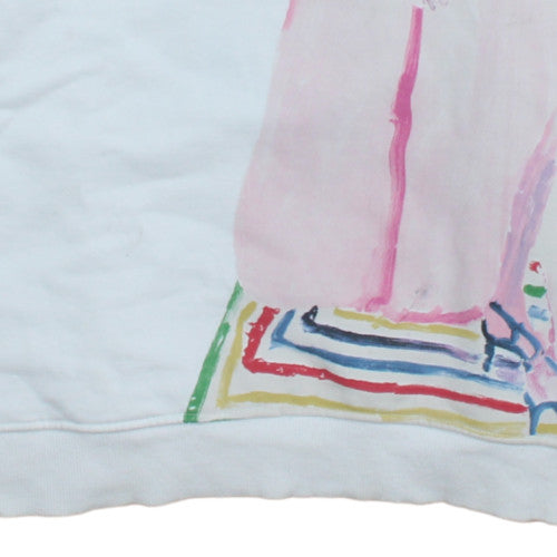 Zara Women White Sweatshirt Xevi Sola Print Size M