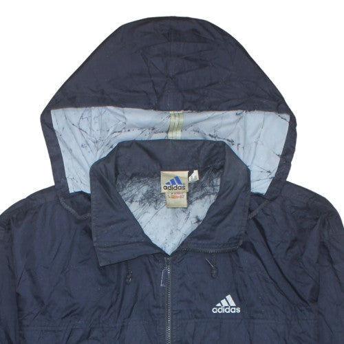 Adidas Men's Blue Hooded Windbreaker Jacket Size S