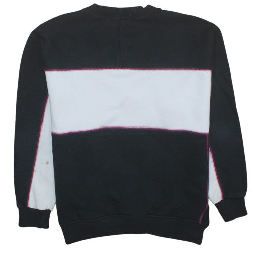 Adidas Womens Black Pink Colourblock Sweatshirt Size 8 Crew Neck Logo Jumper