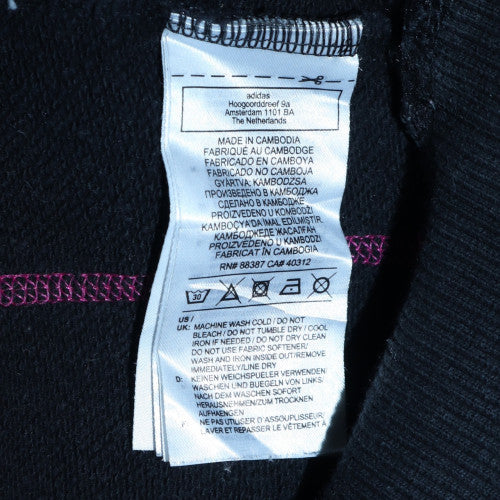 Adidas Womens Black Pink Colourblock Sweatshirt Size 8 Crew Neck Logo Jumper