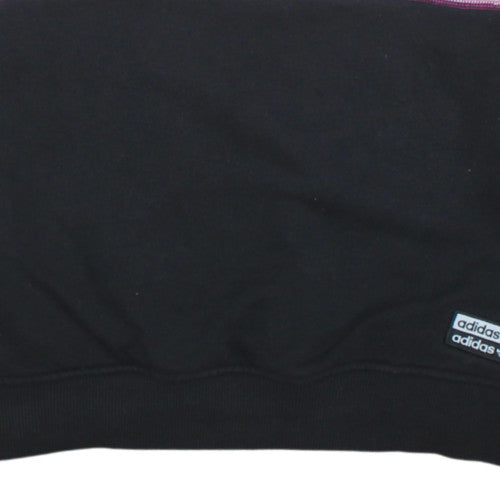 Adidas Womens Black Pink Colourblock Sweatshirt Size 8 Crew Neck Logo Jumper