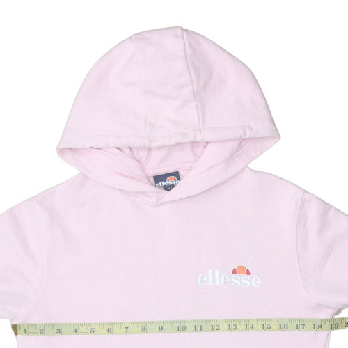Ellesse Women Pink Pullover Hoodie UK 8 Cotton Blend Logo Casual