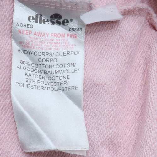 Ellesse Women Pink Pullover Hoodie UK 8 Cotton Blend Logo Casual