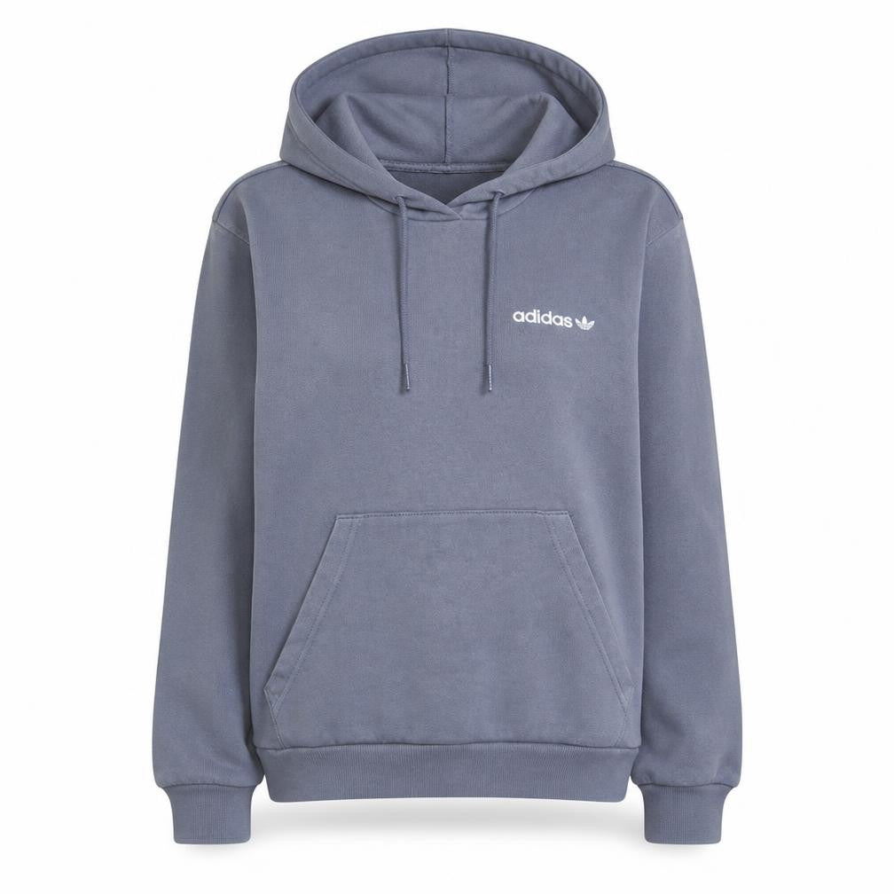 Front view of Adidas Women Grey Pullover Hoodie Small Hooded Logo Sweatshirt