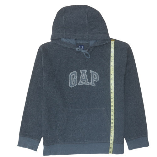 GAP Men's Blue Pullover Hoodie L Fleece Logo Sweatshirt