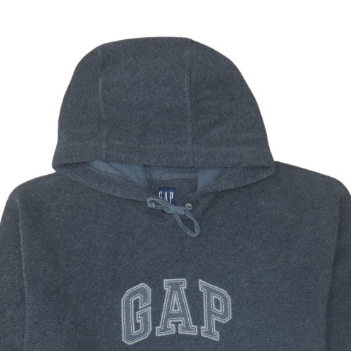 GAP Men's Blue Pullover Hoodie L Fleece Logo Sweatshirt