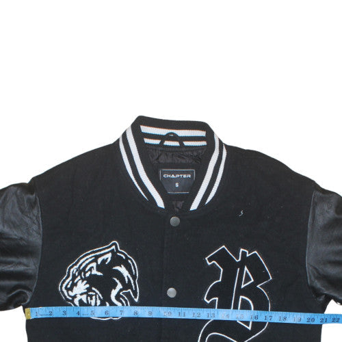 Chapter Men's Black Varsity Jacket Size S Brooklyn Embroidered Bomber