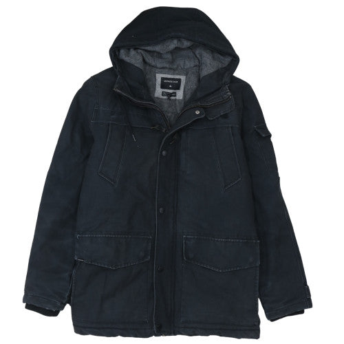 Quiksilver Men’s Black Hooded Parka Jacket Size M Cotton Blend