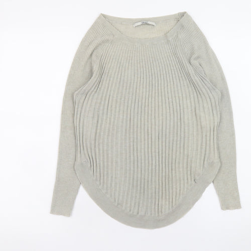 ONLY Women’s Grey Ribbed Knit Long Sleeve Pullover Jumper M