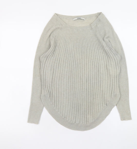 ONLY Women’s Grey Ribbed Knit Long Sleeve Pullover Jumper M